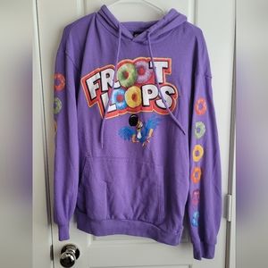 Kelloggs Froot Loops Unisex Purple Pullover Hoodie Size Medium